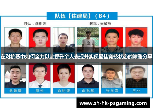 在对抗赛中如何全力以赴提升个人表现并实现最佳竞技状态的策略分享 在对抗赛中如何全力以赴提升个人表现并实现最佳竞技状态的策略分享